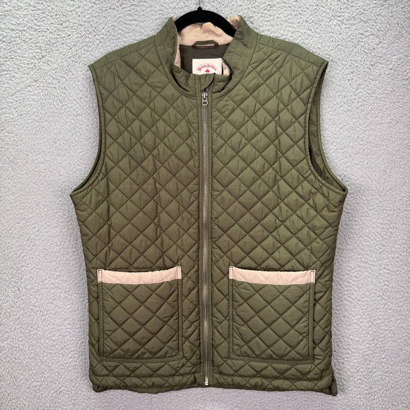 Brooks Brothers Other - Brooks Brothers Red Fleece Vest Mens XL Olive Green Quilted Thermore Insulated